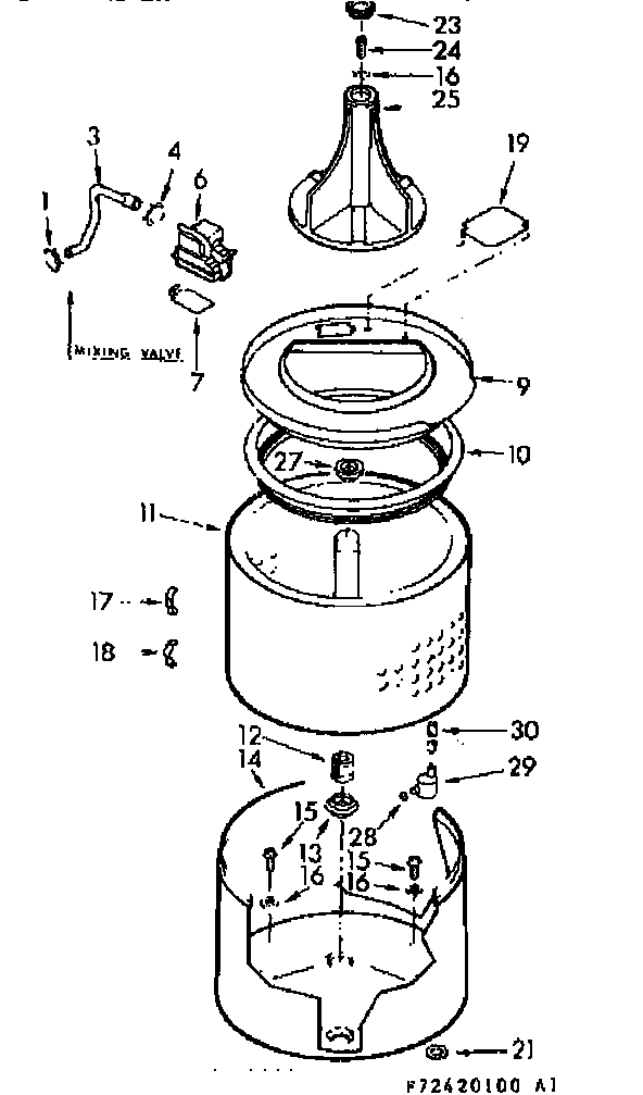 Kenmore 11072420100 tub and basket assembly diagram