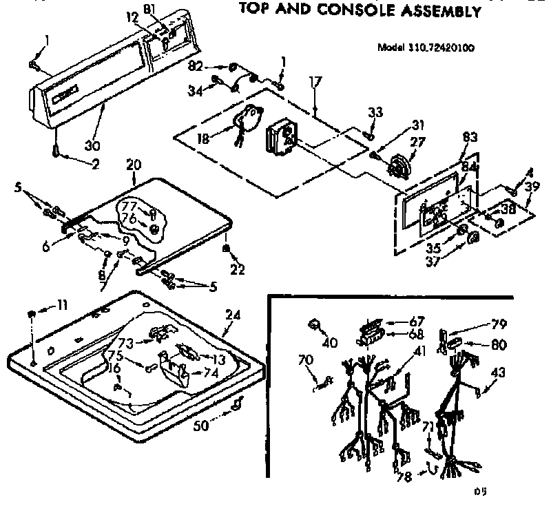 Kenmore 11072420100 top & console assembly diagram