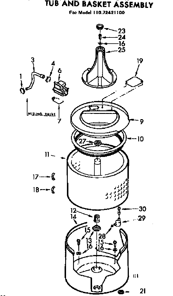 Kenmore 11072421100 tub and basket assembly diagram