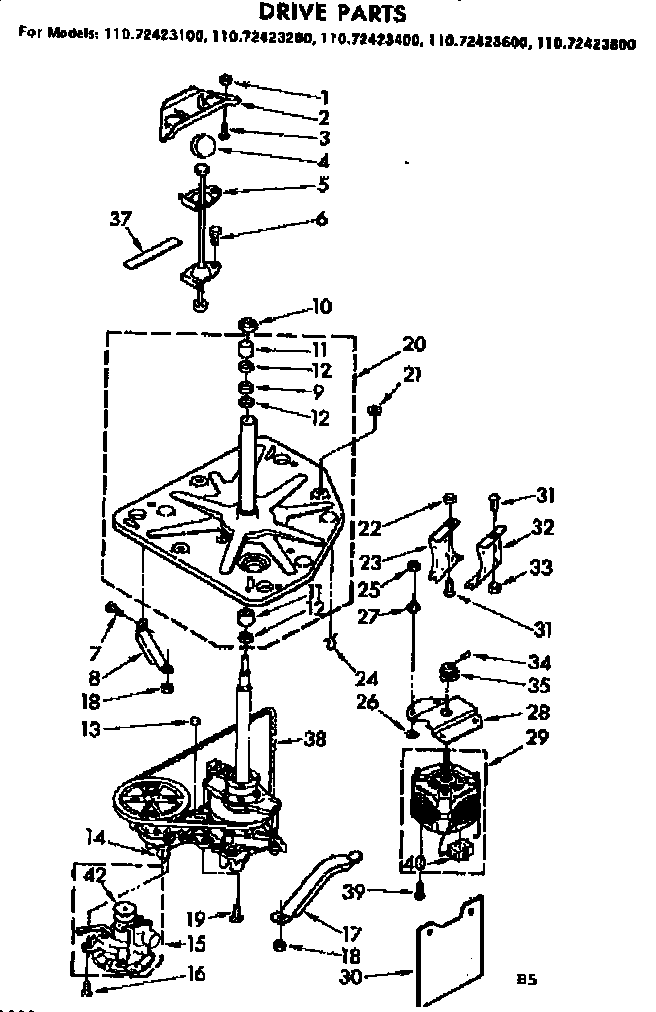 Kenmore 11072423200 drive parts diagram