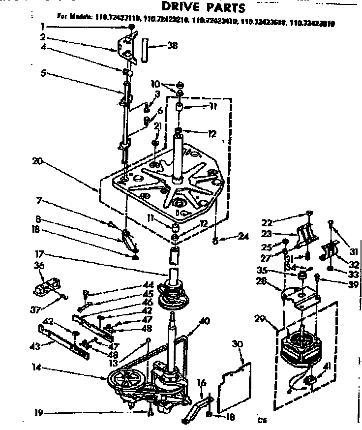 Kenmore 11072423610 drive parts diagram