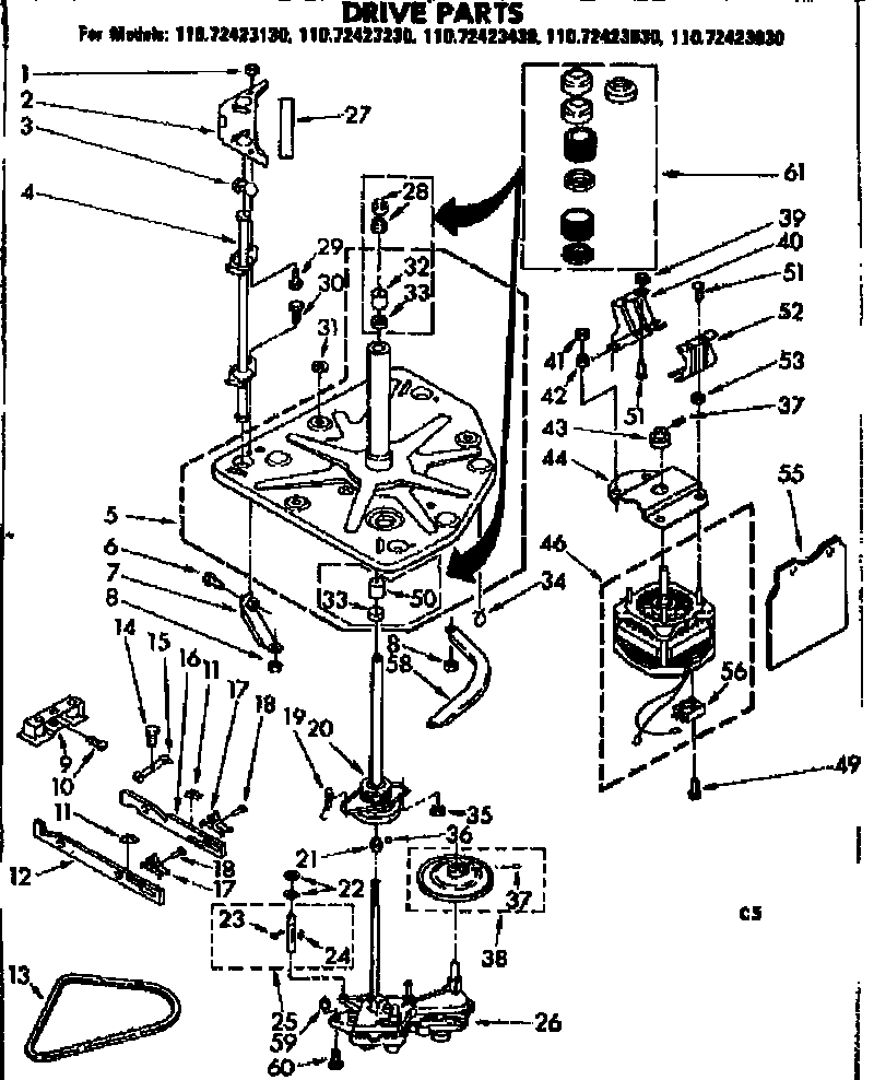Kenmore 11072423130 drive parts diagram