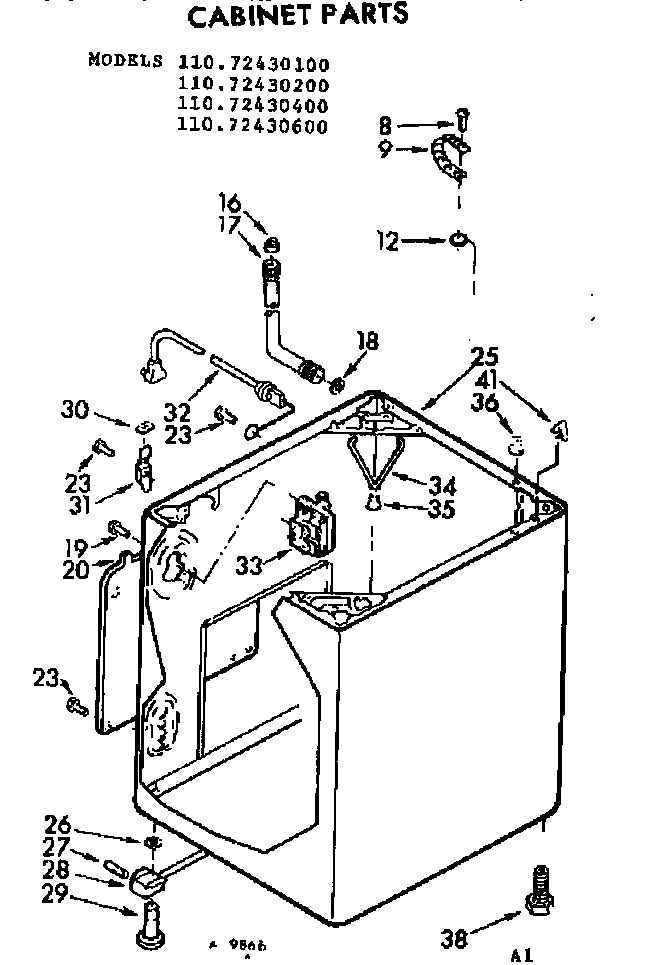 Kenmore 11072430600 cabinet parts diagram