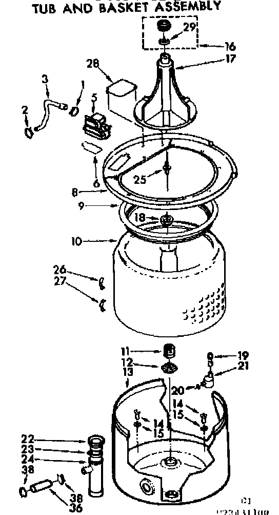 Kenmore 11072431200 tub and basket assembly diagram