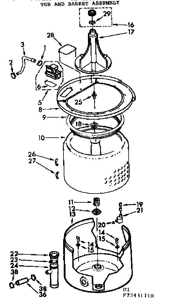 Kenmore 11072431810 tub & basket assembly diagram
