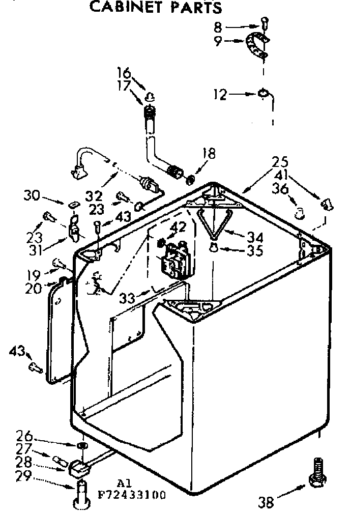 Kenmore 11072433600 cabinet parts diagram