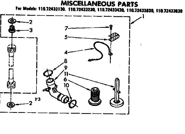 Kenmore 11072433130 miscellaneous parts diagram