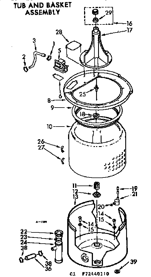 Kenmore 11073440110 tub and basket assembly diagram