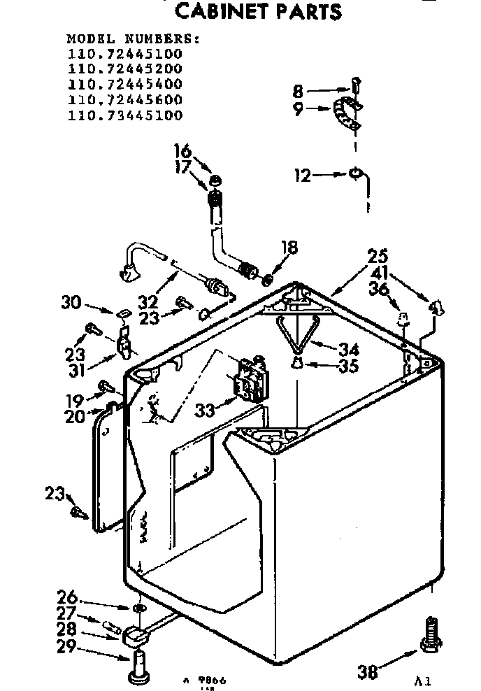Kenmore 11073445100 cabinet parts diagram