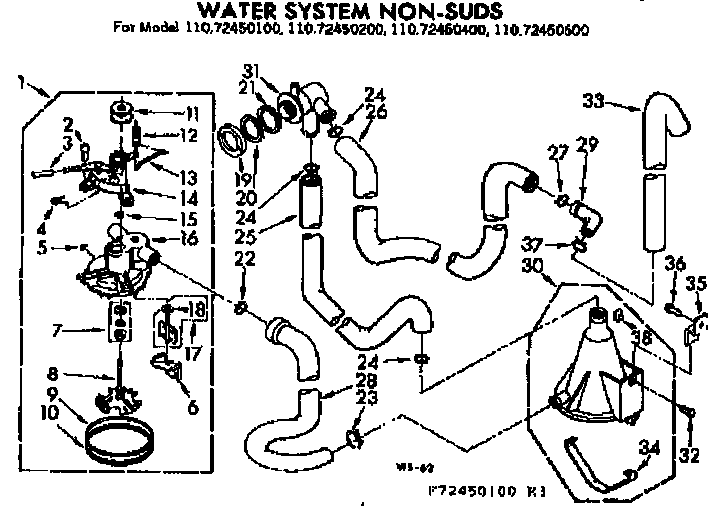 Kenmore 11072450600 water system non-suds diagram