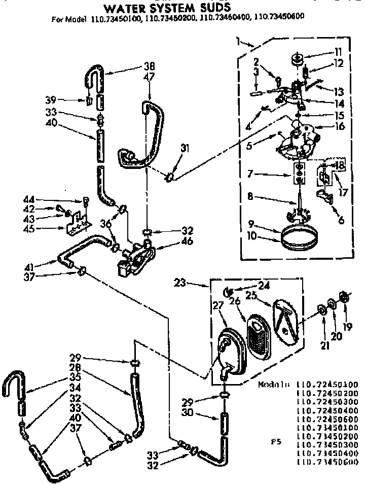 Kenmore 11072450600 water system suds diagram
