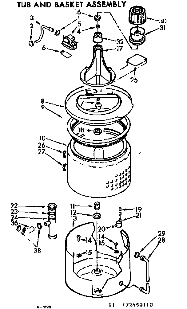 Kenmore 11072450410 tub and basket assembly diagram