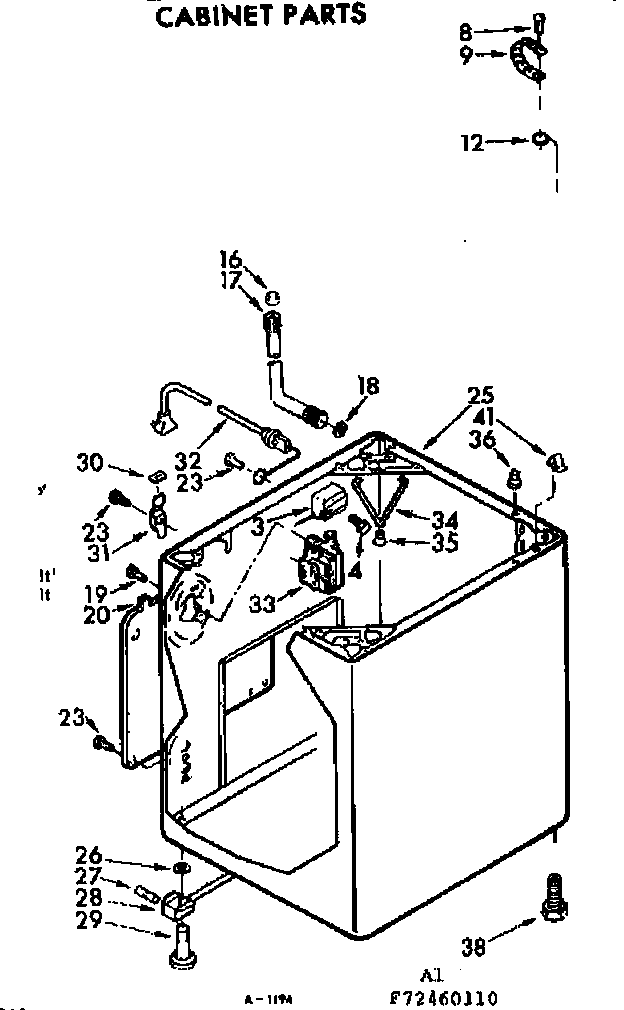 Kenmore 11073460410 cabinet parts diagram