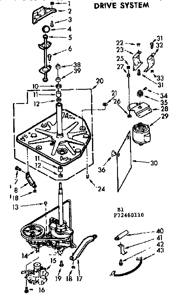 Kenmore 11073460410 drive system diagram