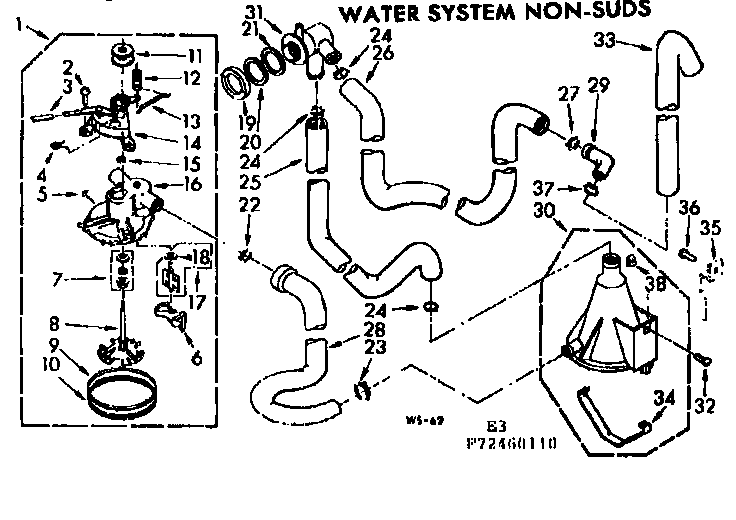 Kenmore 11073460410 water system non-suds diagram