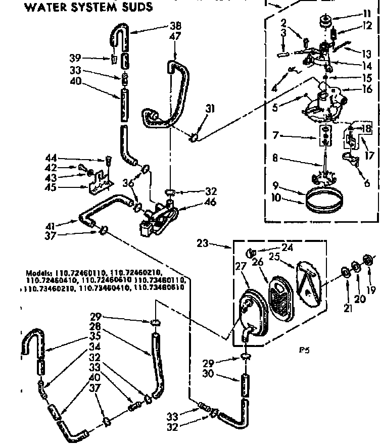 Kenmore 11073460410 water system suds diagram