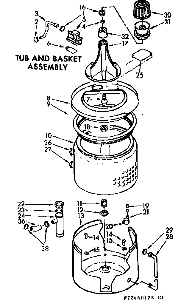 Kenmore 1107346042E tub and basket assembly diagram