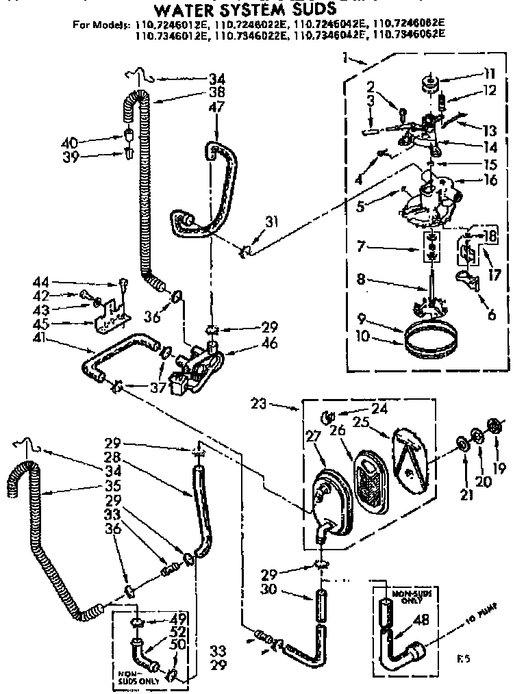 Kenmore 1107346042E water system suds diagram