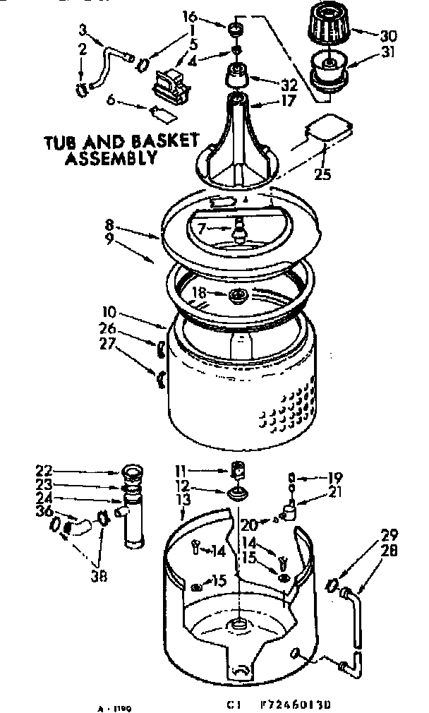Kenmore 11073460430 tub and basket assembly diagram
