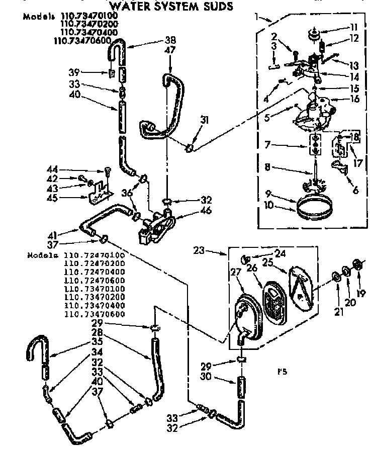 Kenmore 11073470400 water system suds diagram
