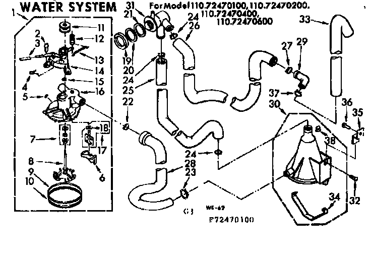 Kenmore 11073470400 water system diagram