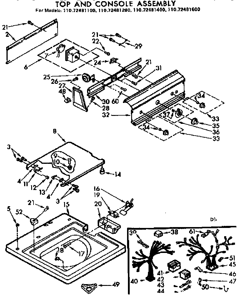 Kenmore 11072481600 top & console assembly diagram