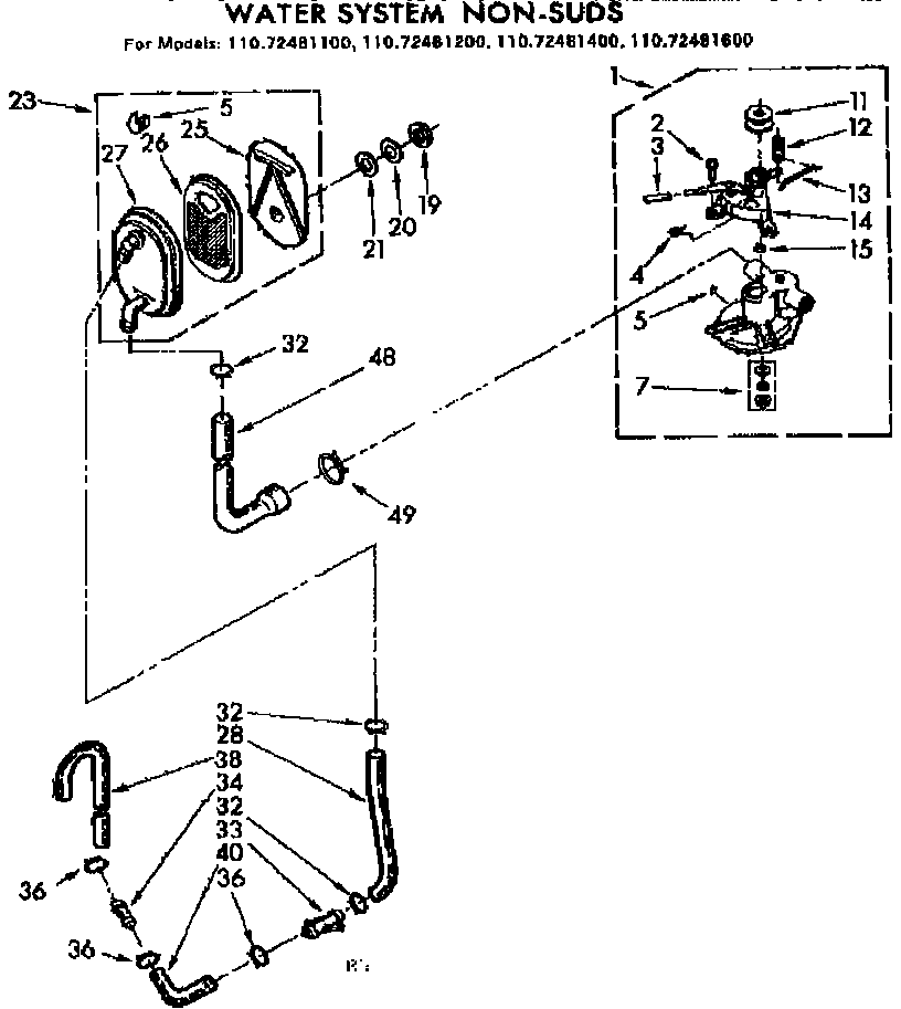 Kenmore 11072481600 water system non-suds diagram