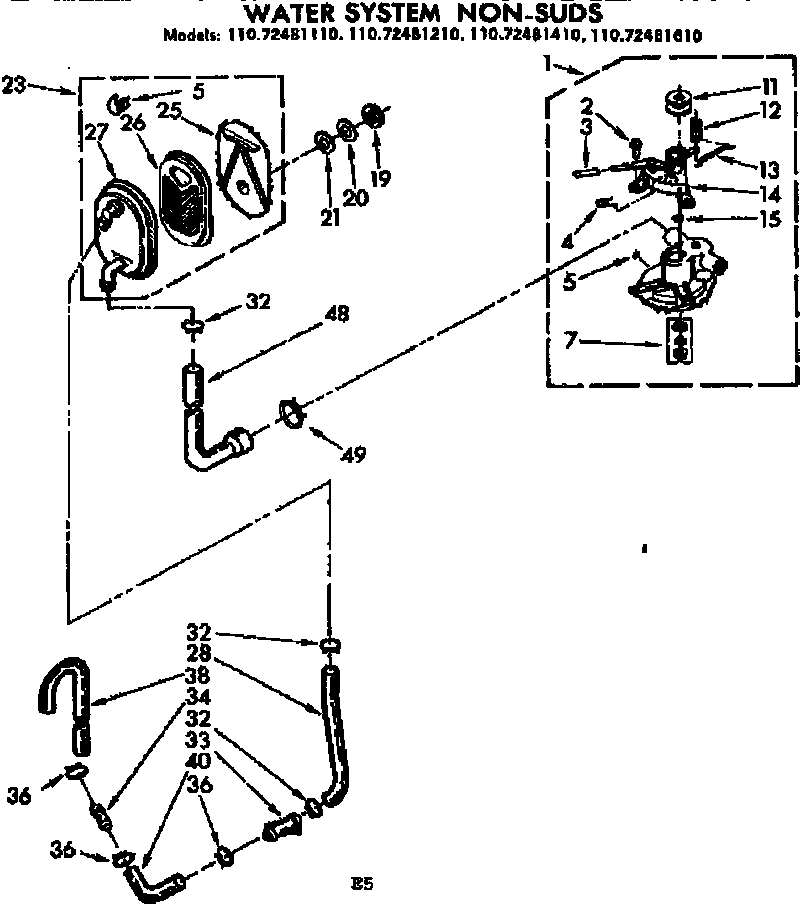 Kenmore 11072481410 water system non-suds diagram