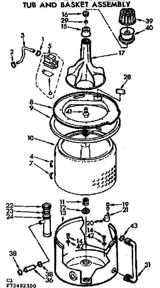 Kenmore 11072482600 tub and basket assembly diagram