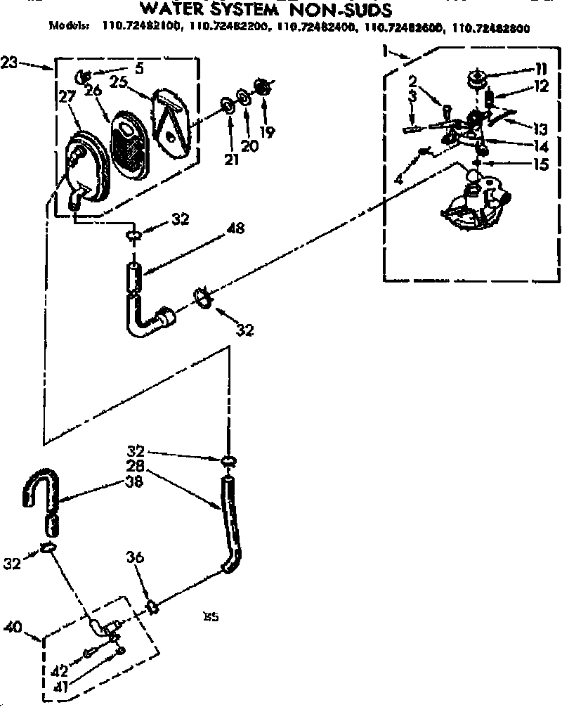 Kenmore 11072482600 water system non-suds diagram