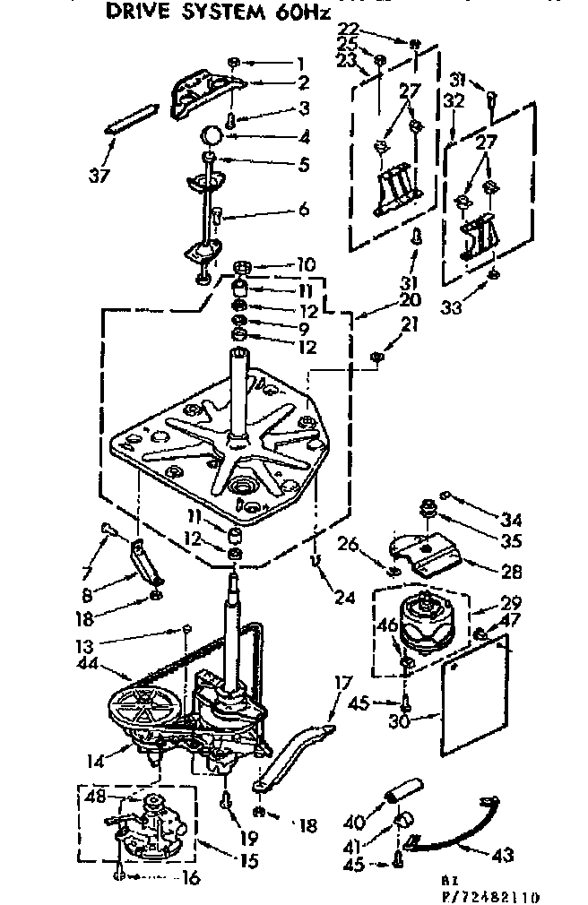 Kenmore 11072482210 drive system 60hz diagram