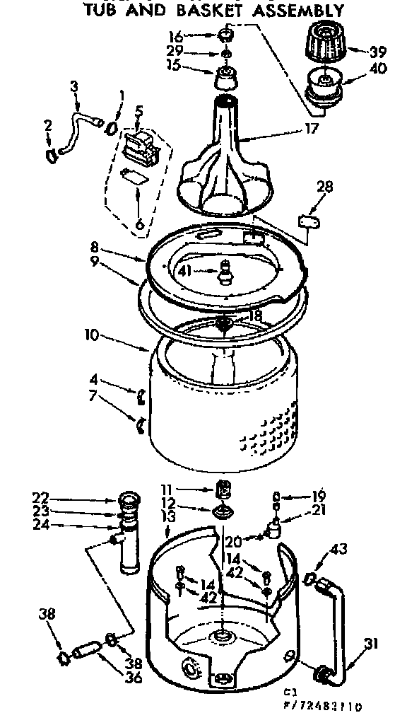 Kenmore 11072482210 tub and basket assembly diagram
