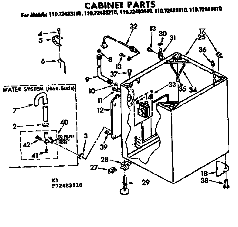 Kenmore 11072483810 cabinet parts diagram