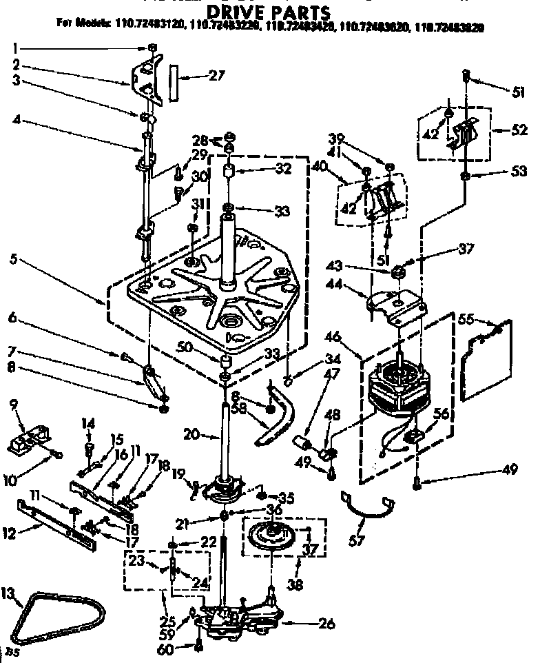 Kenmore 11072483620 drive parts diagram