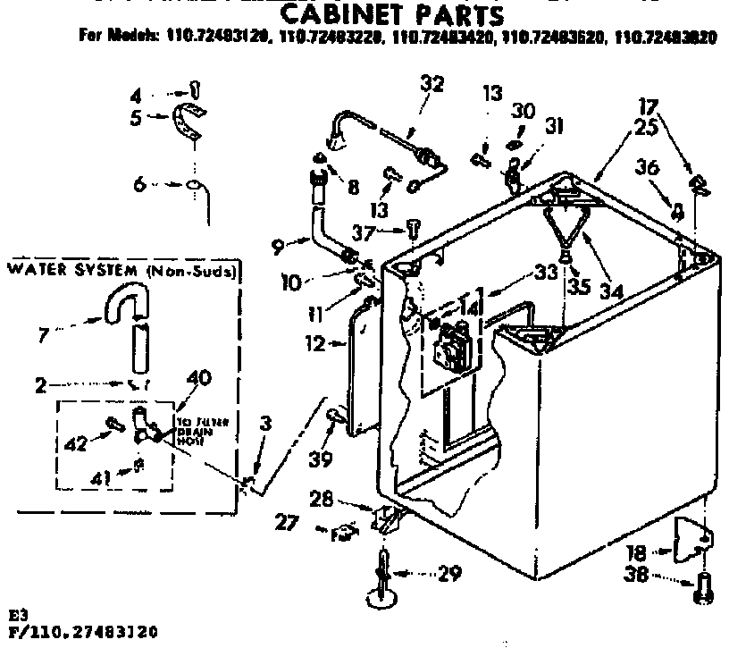Kenmore 11072483620 cabinet parts diagram