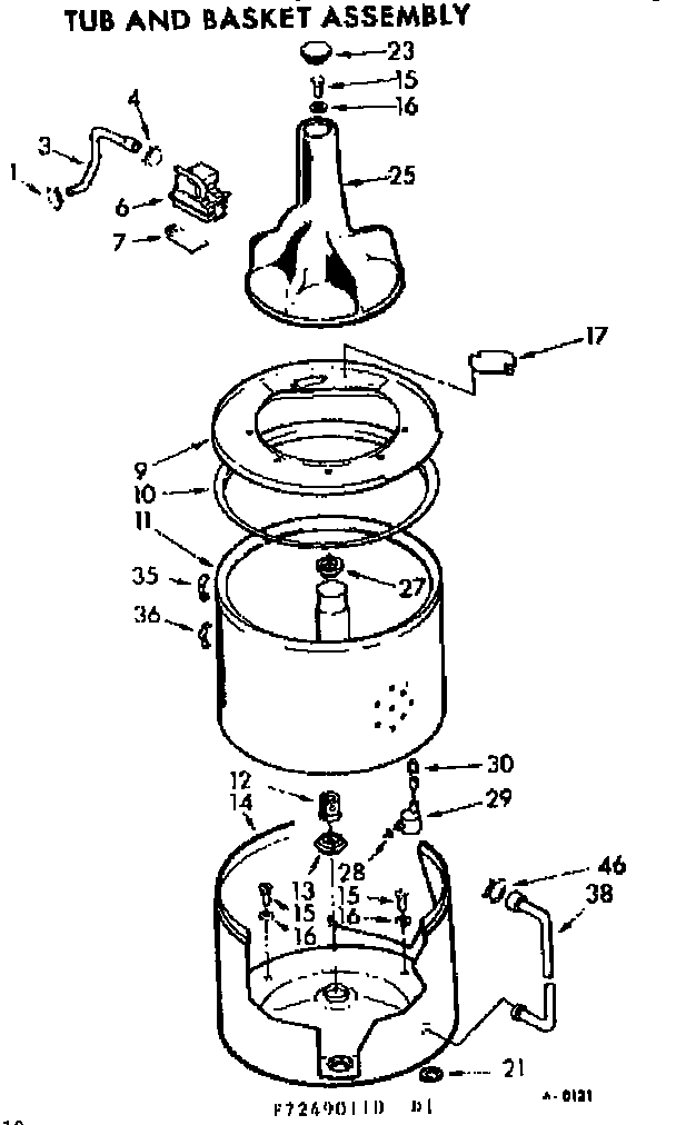Kenmore 11073490610 tub and basket asm diagram