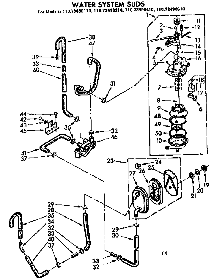 Kenmore 11073490610 water system suds diagram