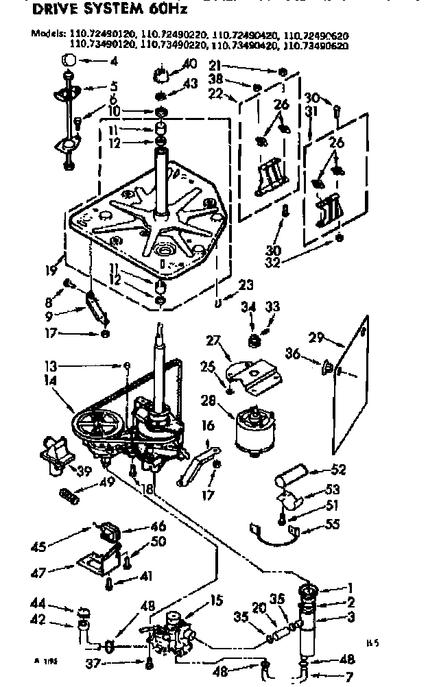 Kenmore 11072490420 drive system 60 hz diagram