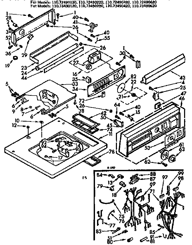Kenmore 11072490420 top & console assembly diagram