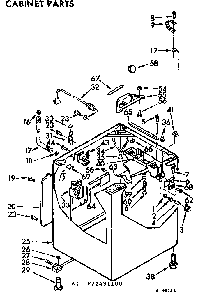 Kenmore 11072491200 cabinet parts diagram