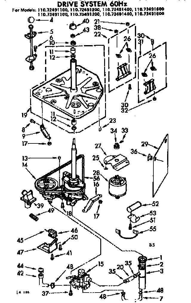 Kenmore 11072491200 drive system 60 hz. diagram