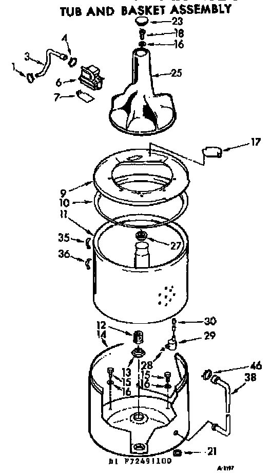 Kenmore 11072491200 tub and basket assembly diagram