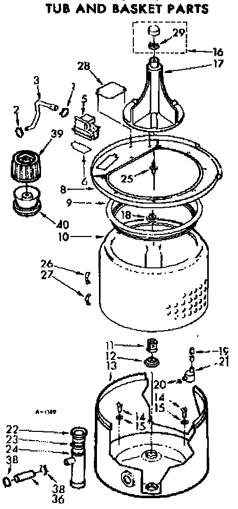 Kenmore 11072562910 tub and basket parts diagram