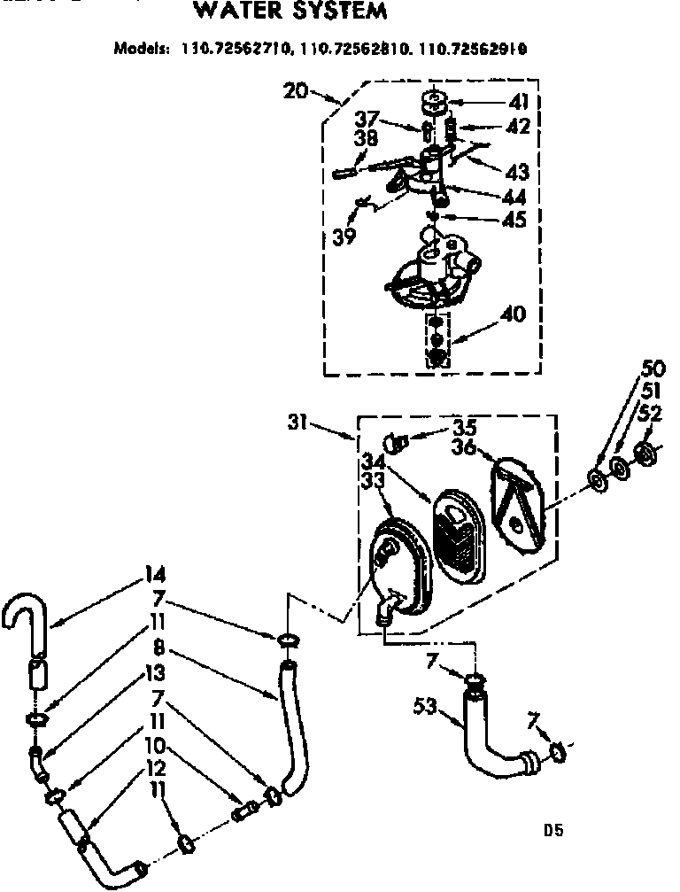 Kenmore 11072562910 water system diagram
