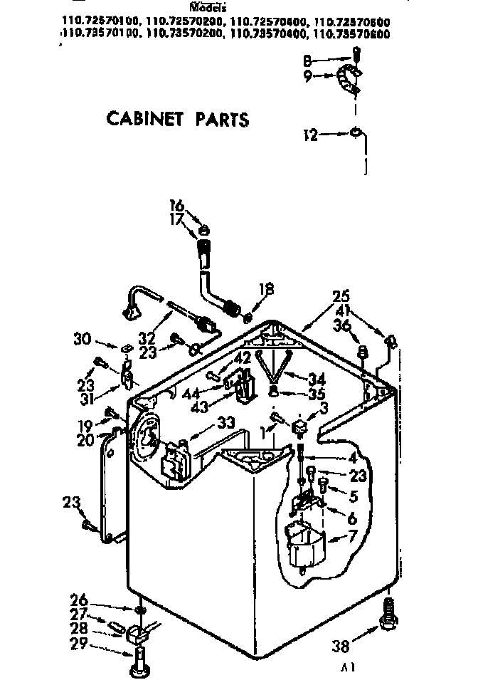Kenmore 11072570400 cabinet parts diagram