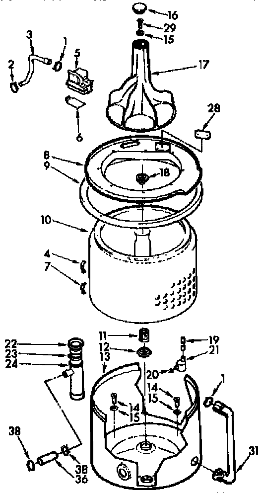 Kenmore 11072570400 tub and basket assembly diagram