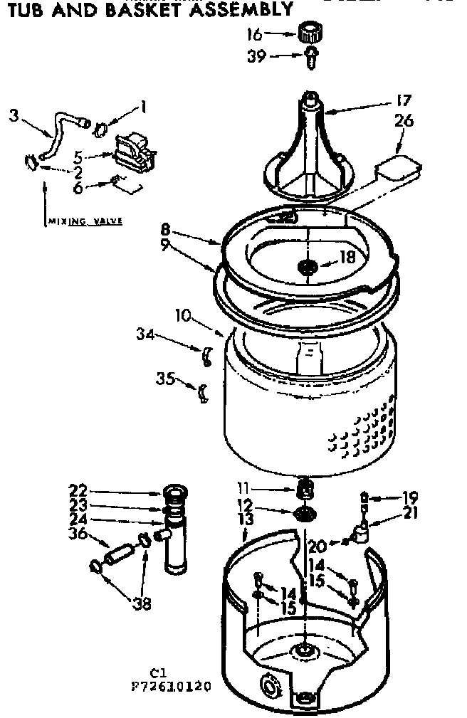 Kenmore 11072610120 tub and basket assembly diagram