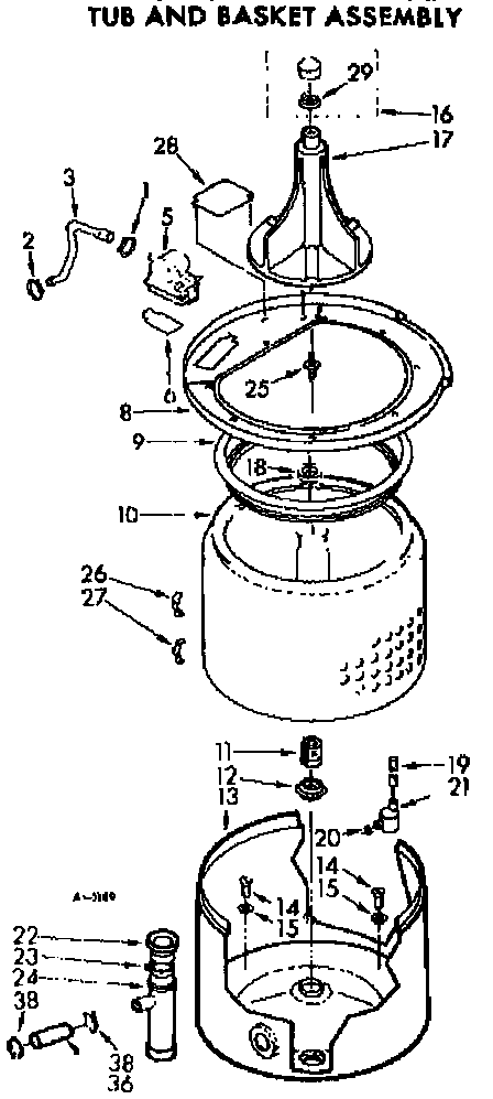Kenmore 11073625100 tub and basket asm diagram