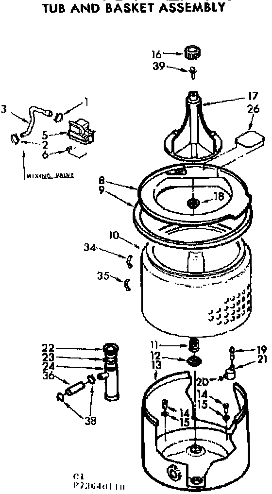 Kenmore 11072640110 tub and basket assembly diagram