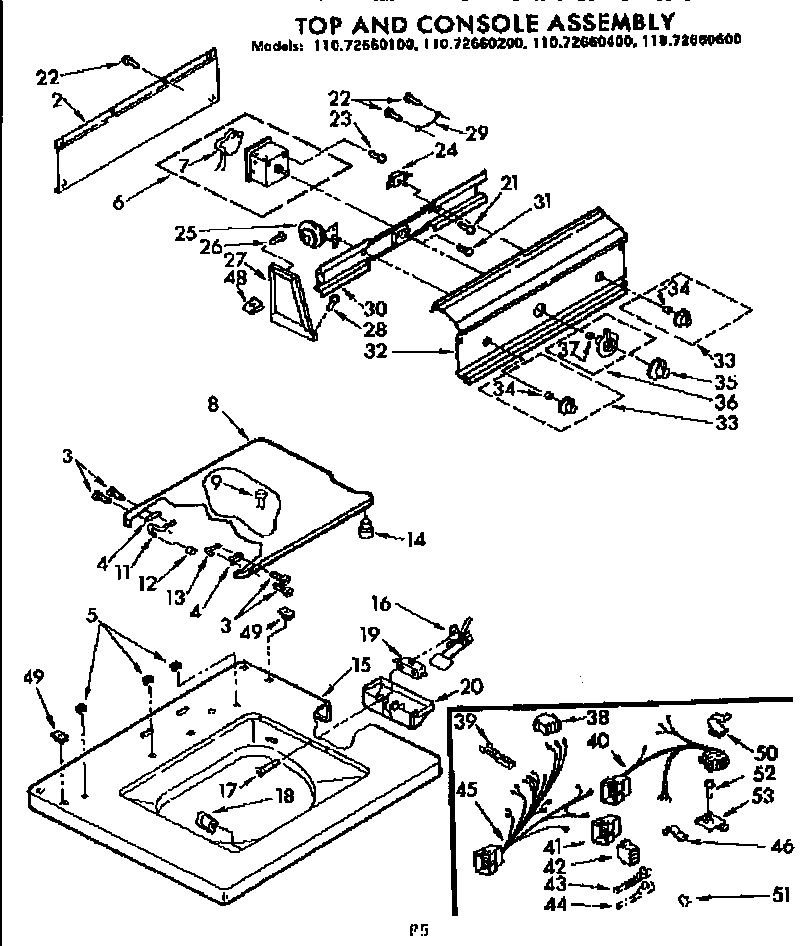 Kenmore 11072660200 top & console assembly diagram